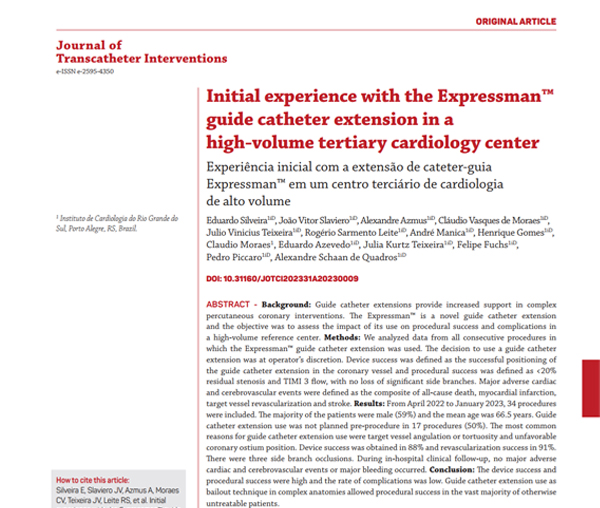 Начальный опыт использования удлинителя направляющего катетера Expressman™ в кардиологическом центре третичного уровня с высоким объемом операций
